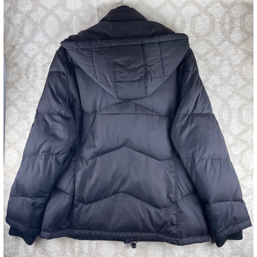 Nautica Puffer Jacket Mens Large Black Good Hooded Double Layer Bib Parka Coat - Picture 2 of 9